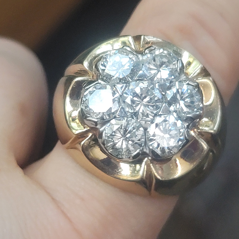 14k Mens Large Diamond Ring